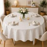 Pucioasa Fata de masa teflonata, rotunda, diametru 180 cm, Crem ornamental F20 Fata de masa