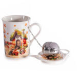 Decorer Set cana portelan multicolor, infuzor ceai, farfurioara in cutie cadou Autumn Ø 7, 5 cm x 10, 5 H, 300 ml (A72.14.64A)