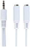 Gembird CCA, 415W , Splitter audio 3.5mm M la 2A 3.5mm F, 10 cm, white (CCA-415W)