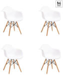 Modesto Design DAW DSW Karfás Szék Szett Fehér Polipropilén Bükk Lábakkal (4 db) (C1025.WHITE.SET4)