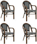 King Home Cafe Paris ARM Kerti Szék Szett Alumínium Szintetikus Rattan Fekete-Fehér 4 db (KH1501100174.SET4)