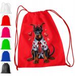  Piros Iskolatáska Óvodába, Tornazsák Doberman Ajándék (WORKI PRZEDSZKOLNE - CZERWONY - WZÓR 10)