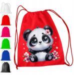  Piros Iskolatáska Óvodába, Tornazsákba Aranyos Panda (WORKI PRZEDSZKOLNE - CZERWONY - WZÓR 99)