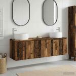 vidaXL Set dulap baie 3 buc. Lemn vechi 49, 5 x 44, 5 x 66 cm GartenMobel Dekor (3405715)