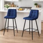 ARTOOL Set 2 scaune bar Artool Arceto, catifea albastra, picioare metal negru (3853_1-S2)
