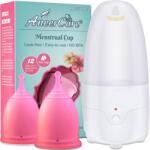 Linovit Set Sterilizator Cupe Menstruale + 2 Cupe Menstruale Reutilizabile 25ml & 30ml, Linovit®, Dispozitiv de Igienizare cu Aburi Compatibil cu Majoritatea Cupelor Menstruale, 100% Silicon Medical, Fara BPA