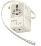 Baseus Incarcator retea Baseus EnerCore CG11, 2x USB-C, 2x USB, 2x Schuko, Quick Charge 70 W, Cablu USB-C retractabil, White (E0307E01)