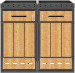 GL Store Cutie dublă pentru pubele, sistem dublu de separare a deșeurilor, 132x80x124 cm, Gri+Culoare naturală (F-GLS-OT3467S)