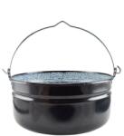 BAZÁR Bogrács zománcozott felülettel, halászléhez 8L 27cm - sérült zománc, sérült festés, horpadások X00966