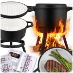 Berdsen Oala de fonta Berdsen 8L - Negru, cu capac 2-in-1 si retete incluse (7423321)