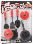 Teddies Set vesela bucatarie, plastic, 7 buc. , rosu (TD00861522) Bucatarie copii
