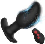 SuperLove E-Stim Curved Vibrating Butt Plug with Remote Black