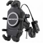 MotoZem Claw PRO rezgéscsillapítós mobiltelefontartó vezeték nélküli töltővel és USB-C csatlakozóval, fekete