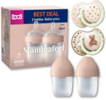 LOVI Mammafeel dupla cumisüveg szett 150 ml + TEDDYLOVE világítós cumi 0-6 hó