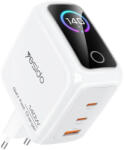 YESIDO Зарядно устройство Yesido (YC114) - с TFT дисплей, USB, 2x Type-C, GaN, бързо зареждане, за телефон, таблет, 140W - Бял