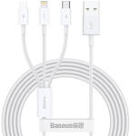 Baseus - Кабел за данни Superior Series (CAMLTYS-02) - USB към Type-C, Micro-USB, Lightning, Бързо зареждане 3.5A, 20W, 1.2 м - Бял