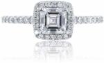White & Black 1, 2 karátos asscher gyémánt eljegyzési gyűrű - Halo (AU14888)