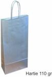Paper Craft Pungi hartie ARGINTII 2 sticle vin, 18x39x8 cm, set 30 buc