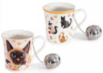 Decorer Set 2 cani portelan cu infuzoare ceai in cutii cadou Pisicute Ø 8, 5 x 9 H, 250 ml (A72.15.24)