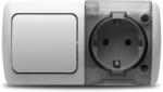 Elbi Priza cu capac si intrerupator aplicat 16A IP54 gri PT Eva (EL0012802)