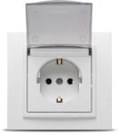 Elbi Priza Schuko cu capac 16A alb mat Zena (EL0072967)