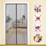 MYCARBON Szúnyogháló Ajtóra 90x190 cm, Erős Mágnes Rovarháló Teraszajtóhoz és Pincéhez, Fúrás Nélkül, Fekete