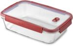 Keter Smart Cook Ételtároló Doboz 2, 3 L, 20x28, 8x7, 9 cm, Téglalap Alakú, Átlátszó/Piros, Hűtőbe, Fagyasztóba, Sütőbe és Mikrohullámú Sütőbe