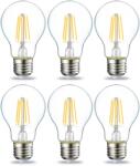 Amazon Basics E27 LED Izzó, 4, 3W (40W helyett), Meleg Fehér, 2700K, Átlátszó Filament, Nem Dimmelhető, 6 db