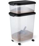 Amazon Basics Kisállateledel tartály 15, 8 kg és 4, 5 kg átlátszó fekete, kutya macska táp tároló