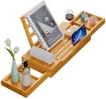 Yirilan Bambusz Fürdőkád Tálca Polc, Kihúzható és Bővíthető, 1 vagy 2 Személyes, 80x20 cm, Luxus Fa Fürdőkád Tartó