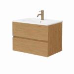 Fluminia Mobilier suspendat pentru lavoar Fluminia Genova 80, front și laterale netede, 80x46 cm, Rovere Natu (GENOVA82-RN) - e-baie