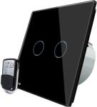 LIVOLO Érintőpaneles dupla kapcsoló, Wireless, Távirányító, Fekete (VL-C7-C2/702R-12)