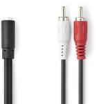 Nedis cagb22255bk02 sztereo audio kábel, 2x rca dugó - 3, 5 mm jack aljzat, 0, 20m CAGB22255BK02 (CAGB22255BK02)