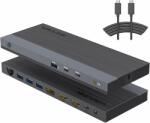  WAVLINK 13 in 1 USB-C dokkolóállomás, 3 kijelzővel, 100W PD, 8K 30Hz DisplayPort, 2 x 4K 60Hz HDMI, 2 x 10Gbps USB-C 3.2, 4 x USB 3.0, Gigabit Ethernet, 3, 5 mm-es audio jack, kompatibilis Win
