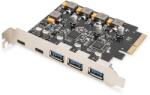 ASSMANN 2x USB-C + 3x USB A 5x SuperSpeed 10Gbps PCIe kártya (DS-30222)