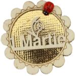  Készlet 100 darab fa martisor mágnessel, Jolie, Modell Virág 1 Március felirattal, katicabogár dekoráció, arany betét (165681)