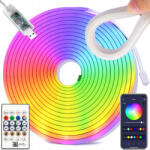  Neon hatású színes LED-szalag távirányítóval, telefonos vezérléssel, 5 m (v12439)