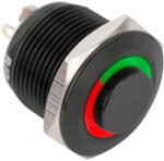  YLI PB-19-NO-bk(LED)-rdgn Fekete kimagasló, pajzs nélküli nyomógomb (PB-19-NO-bk-LED-rdgn)