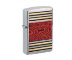 Zippo szálcsiszolt króm öngyújtó arany színű díszcsíkokkal és vörös faerezet mintával (Z-152755)