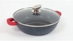  Happy Cooking Márvány Bevonatú Indukciós Alacsony Lábas Fedővel 28 cm (RS-1201) (RS-1201)