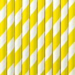 PartyDeco Papír Szívószál Sárga 19, 5CM 10DB