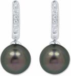 White & Black Tahiti igazgyöngy fülbevaló gyémánt zárral - 8, 5mm - AAA (AU14893)
