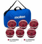 Molten Pachet 6 mingi baschet Molten, marime 7: 1 B7G4050 + 5 B7G3850 + geanta (1xB7G4050+2xB7G3850+EB004-8868)