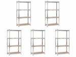 MAMUTEX 5 darabos akciós csomag - Horganyzott fém állvány Mamutex Standard 240x120x60 cm - 6 polc, teherbírás 1050 kg