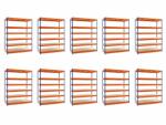 MAMUTEX 10 darabos akciós csomag - Lakkozott kék-narancssárga Mamutex Heavy polc 260x150x80 cm - 6 polc, teherbírás 3000 kg