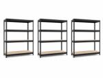 MAMUTEX 3 darabos akciós csomag - Festett fekete Mamutex Heavy polc 180x180x40 cm - 4 polc, teherbírás 1200 kg