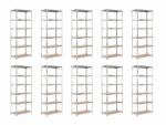MAMUTEX 10 darabos akciós csomag - Horganyzott fém állvány Mamutex Standard 220x90x60 cm - 6 polc, teherbírás 1050 kg