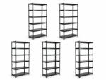 MAMUTEX 5 darabos akciós csomag - Lakkozott, fémből készült állvány Mamutex Standard 280x40x40 cm - 6 polc, teherbírás 720 kg, fekete