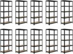 MAMUTEX 10 darabos akciós csomag - Lakkozott fém állvány Mamutex Standard 180x90x40 cm - 5 polc, teherbírás 875 kg, fekete