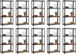 MAMUTEX 10 darabos akciós csomag - Lakkozott fém állvány Mamutex Standard 150x70x30 cm - 4 polc, terhelhetőség 700 kg, fekete